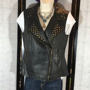 V. Christina black faux leather vest